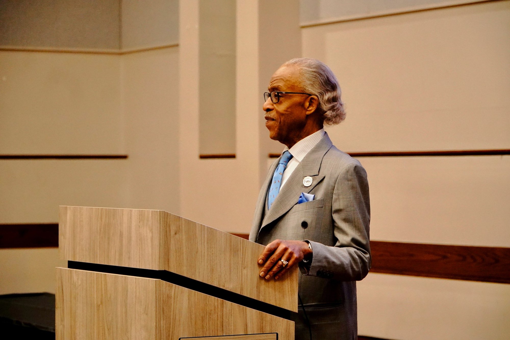 Rev. Al Sharpton at the podium, Northwest Activities Center