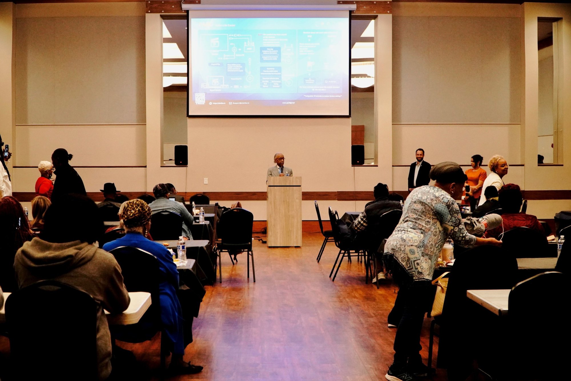 Rev. Al Sharpton rallies the Detroit Voter Brigade at the Northwest Activities Center after the AI Fluency class, October 27, 2026