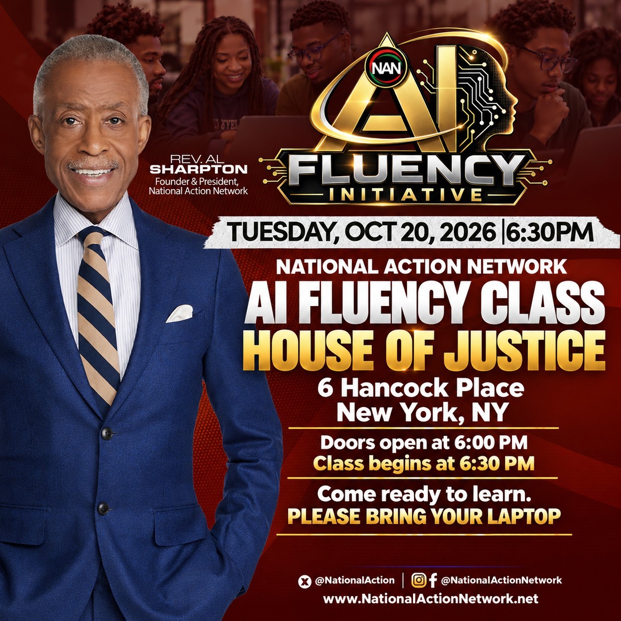 National Action Network AI Fluency Class at the House of Justice, October 20, 2026