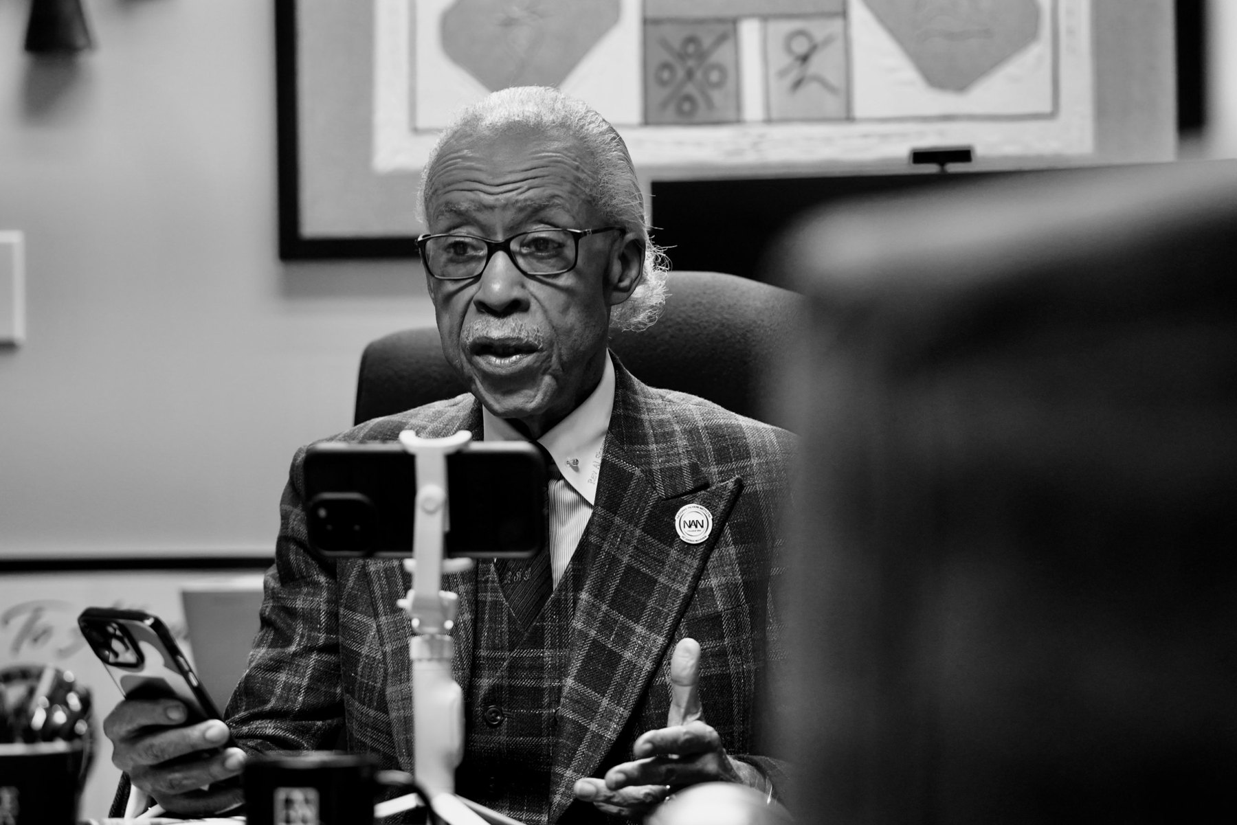 Rev. Al Sharpton speaks to the camera during his PREACH segment on MS NOW