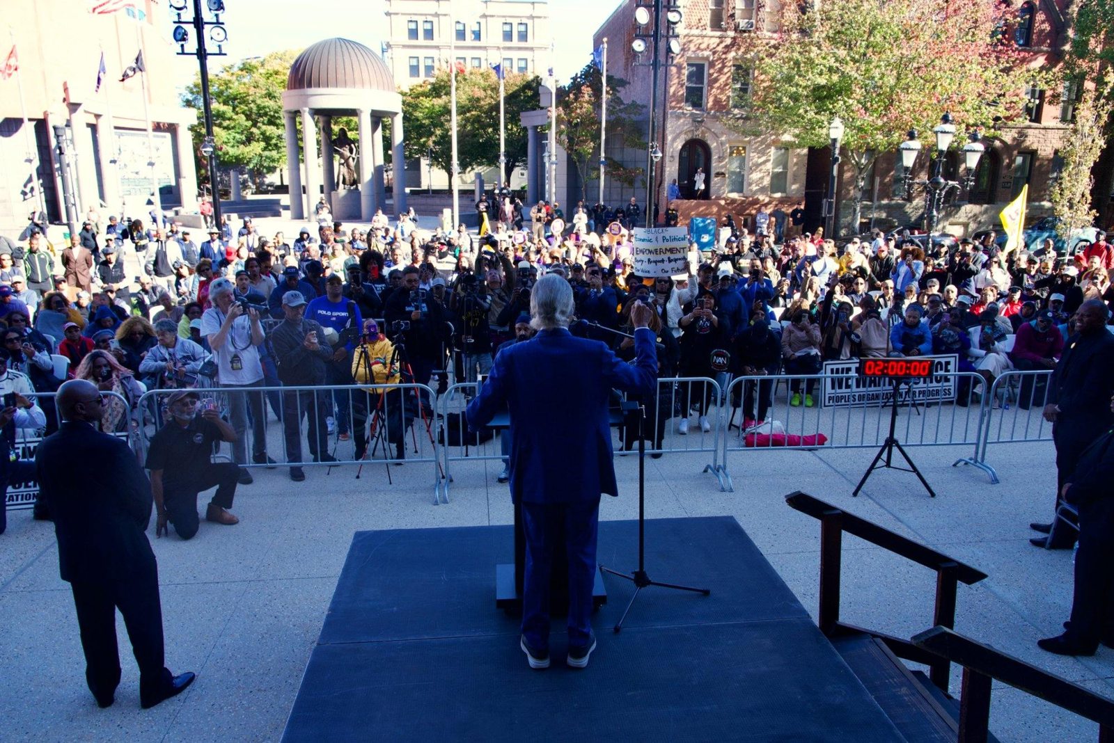 The Black Agenda Rally at the New Jersey State House in Trenton, Rev. Al Sharpton with Mayor Ras Baraka and Rev. Steffie Bartley, October 15, 2026