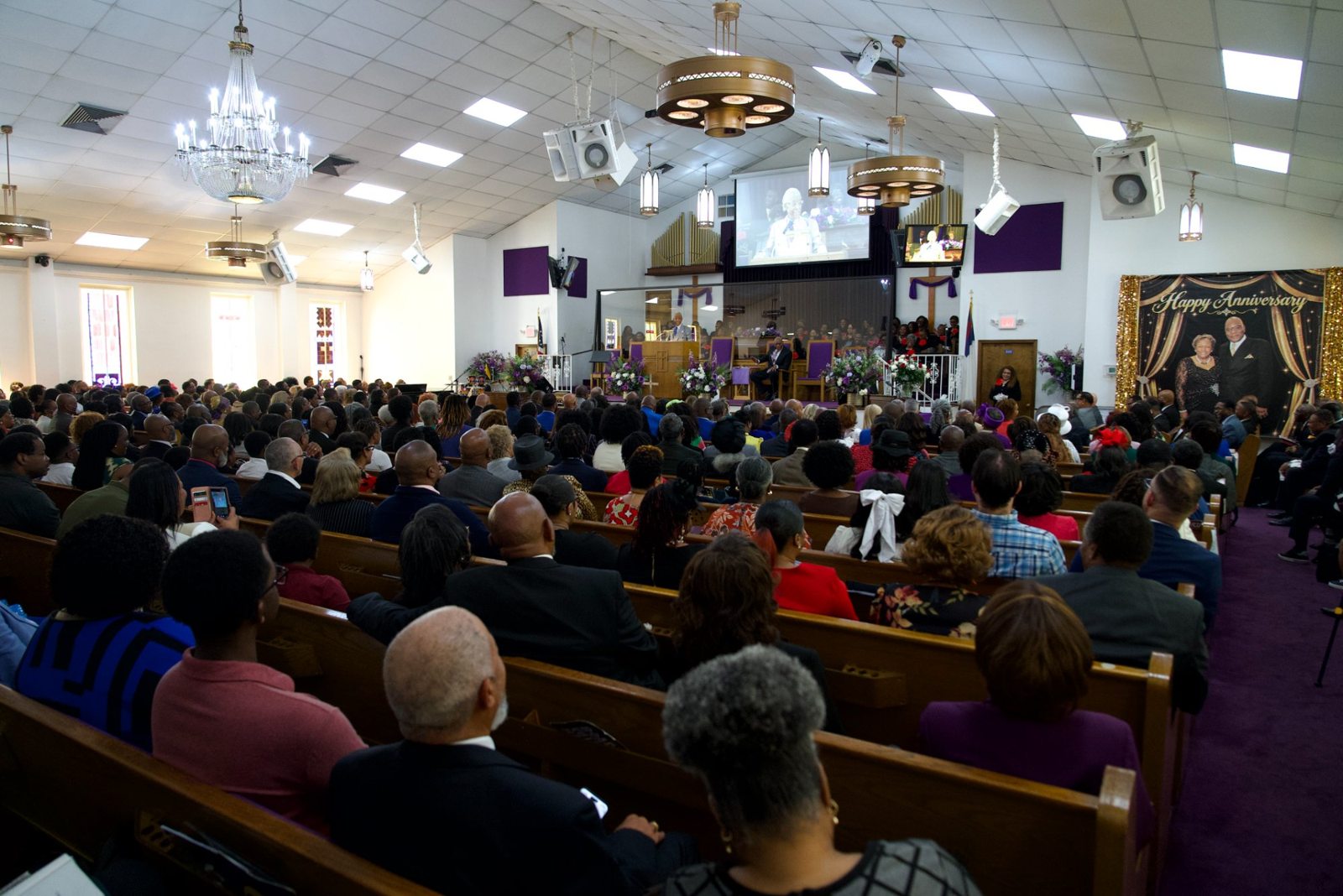 A full sanctuary at Bethel Missionary Baptist Church's 156th anniversary celebration