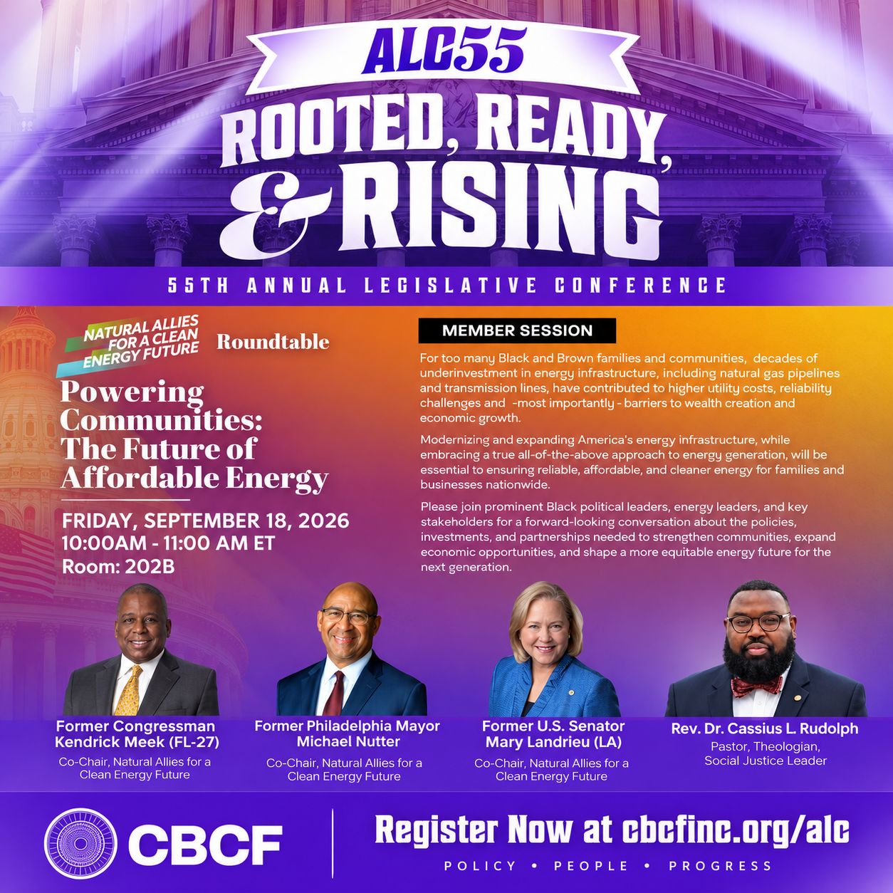 ALC55 flyer for the Powering Communities: The Future of Affordable Energy roundtable