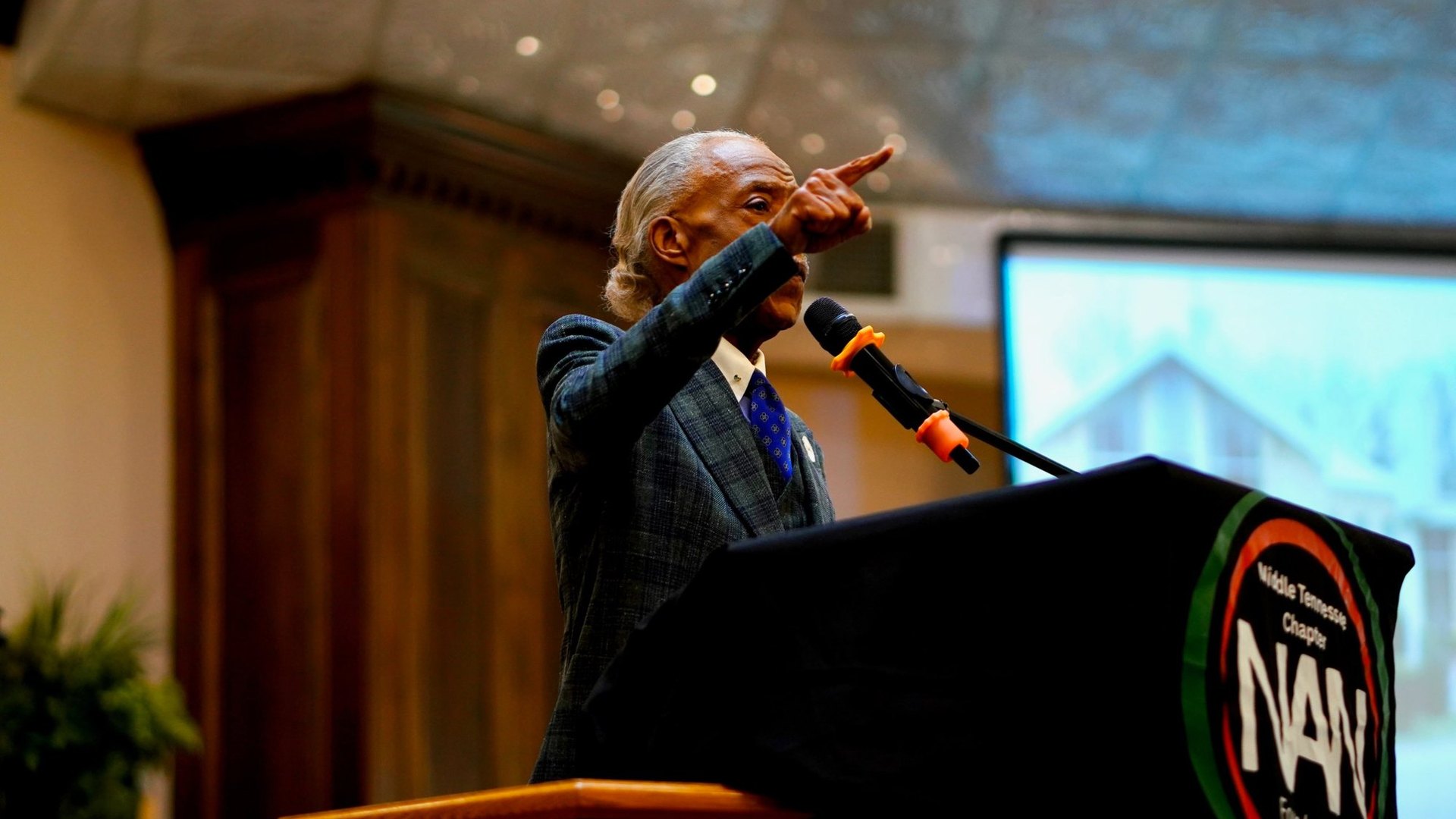 Rev. Al Sharpton delivers remarks at the NAN Middle Tennessee Voter Brigade Rally at Fairfield Missionary Baptist Church, Nashville area, October 26, 2026