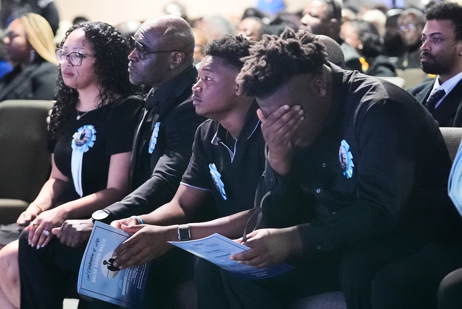 The Wells family at the memorial service for Nolan Xavier Wells in Ocean Springs, Mississippi