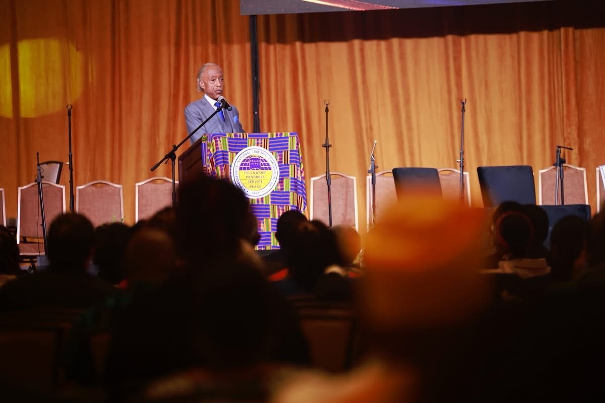 Rev. Al Sharpton speaks to the gathered delegates in Washington, DC
