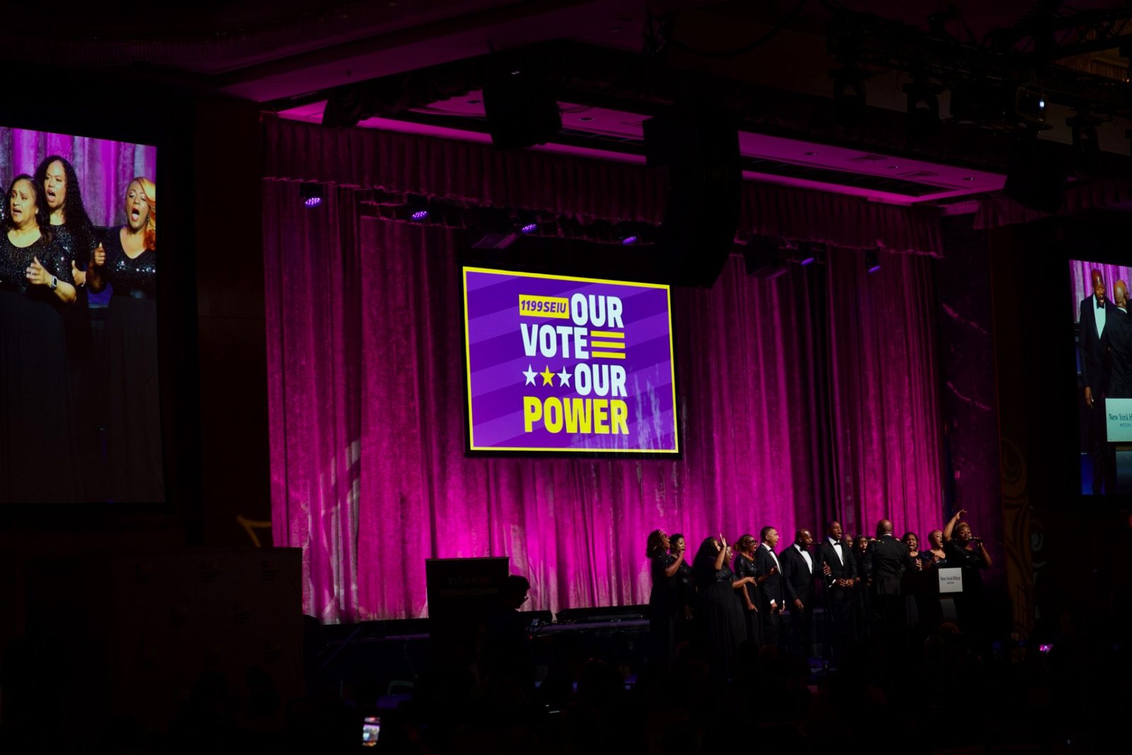 A choir performs at the 1199SEIU Our Vote, Our Power event