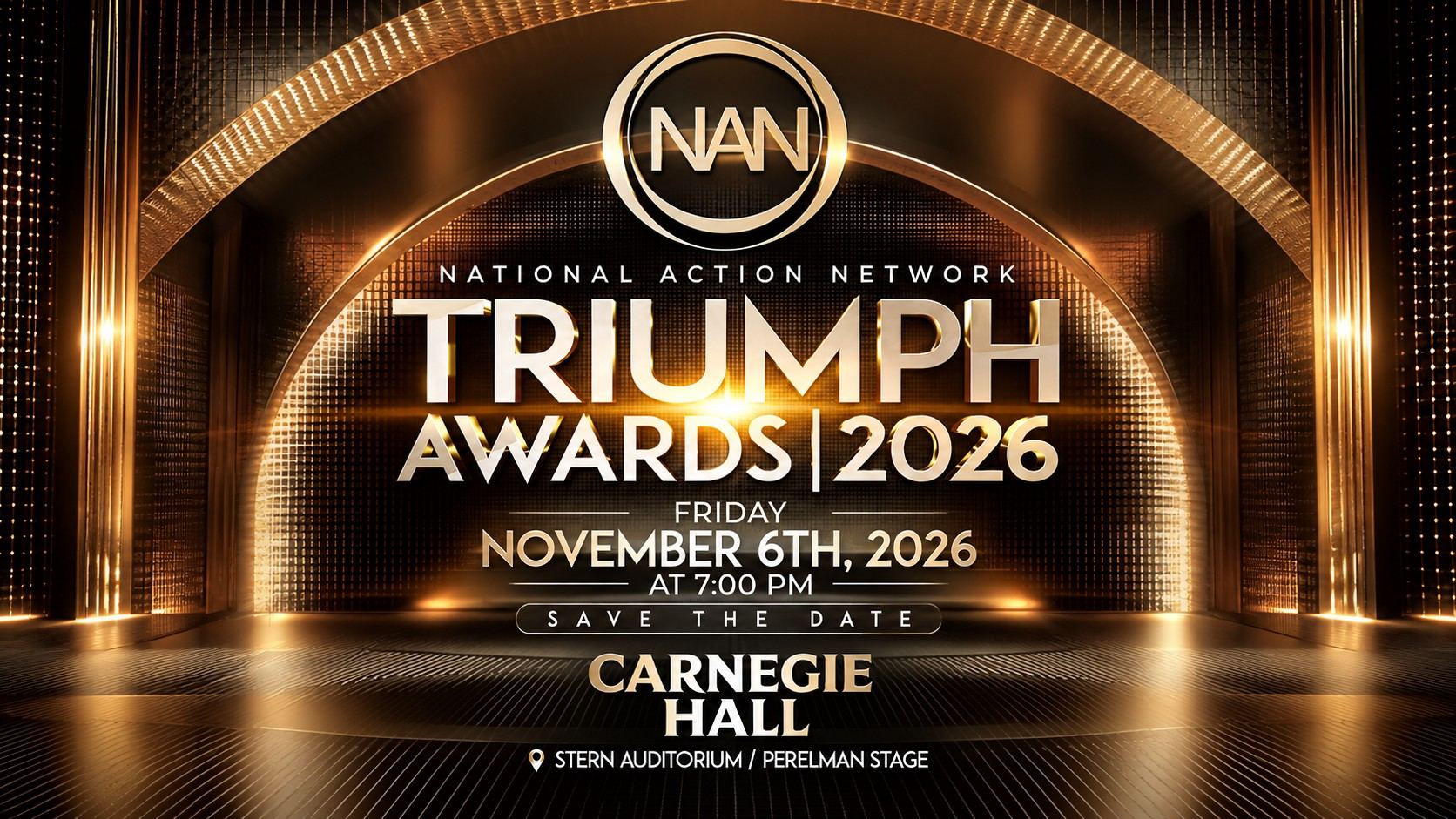 National Action Network Triumph Awards 2026, Friday November 6 at 7 PM, Carnegie Hall, Stern Auditorium / Perelman Stage