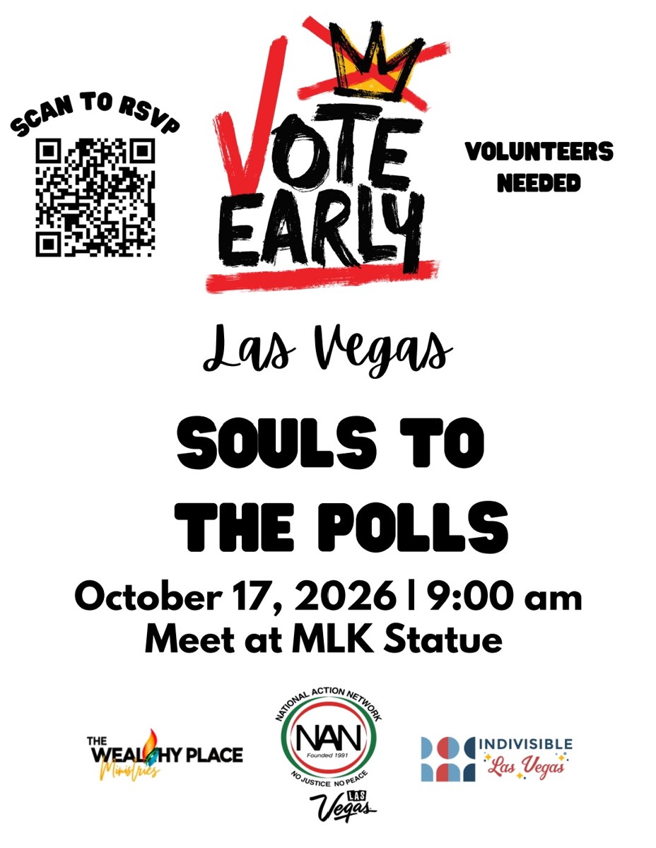 Las Vegas Souls to the Polls, Vote Early, October 17, 2026, meet at the MLK Statue