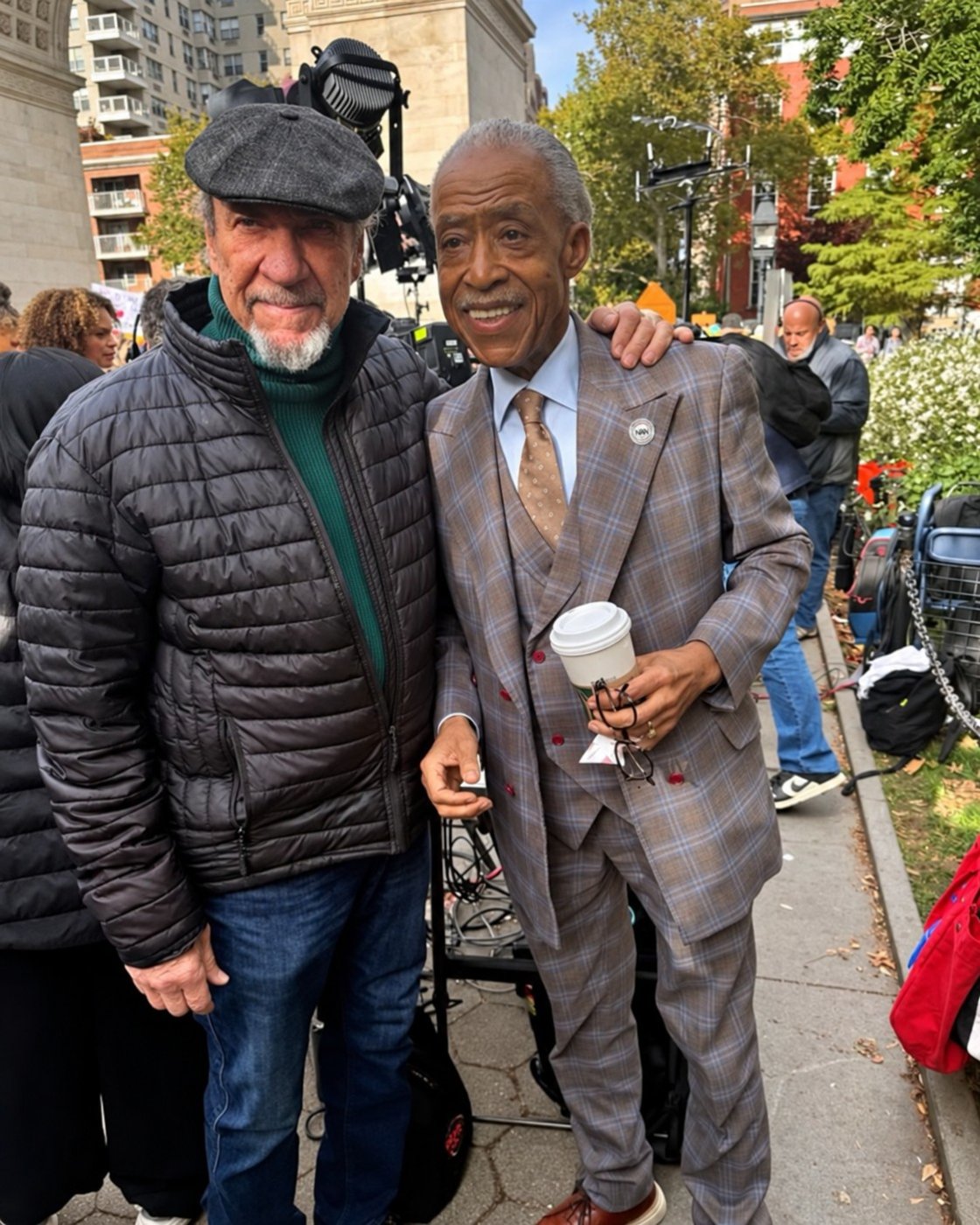 Rev. Al Sharpton with actor F. Murray Abraham at the No Kings Rally in New York City